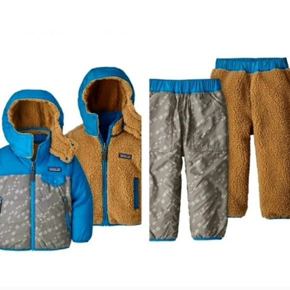 Patagonia Other - Patagonia Reversible Tribbles Jacket Pants Baby Boy 3-6m Infant Winter Snow Puff